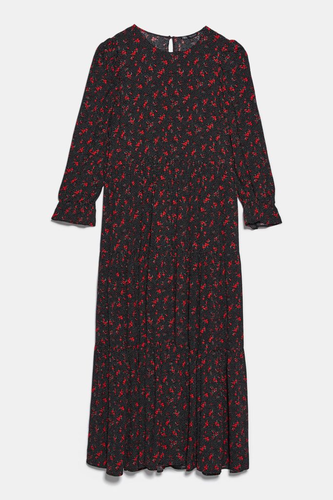 Vestido flores midi ZARA